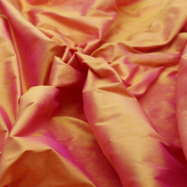 100% Pure Silk Dupioni - Iridescent Orange/Pink (54")